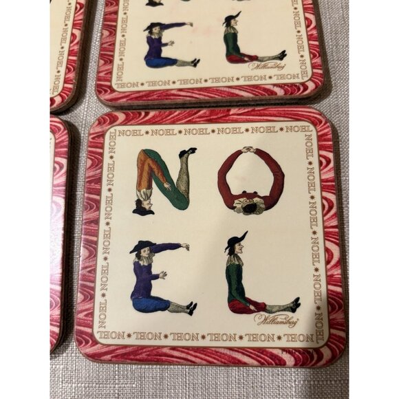 Pimpernel Noel Coasters Set Of 6 Made In England Hotch Potch Cork Back 4” - Picture 3 of 7